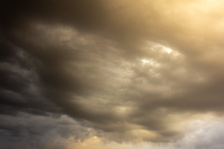 Dramatic stormy sky with dark clouds before a thunderstorm.