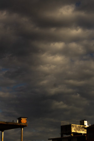 Cloudscape, Colored Clouds at Sunset near the River Elsinore