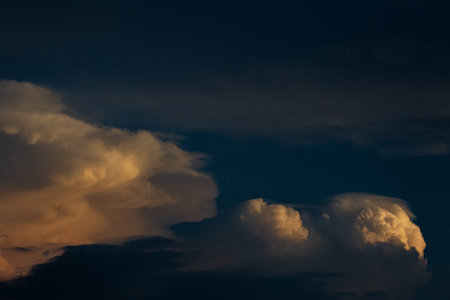 Cloudscape, Colored Clouds at Sunset near the Ocean as a Background
