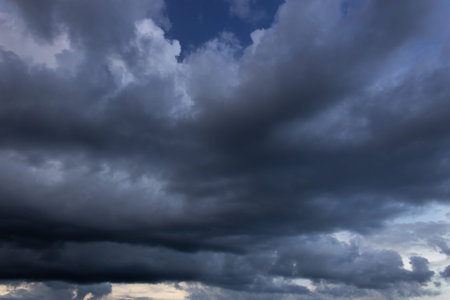 Dramatic dark clouds before a thunderstorm. Dramatic sky.