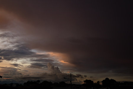 Cloudscape, Colored Clouds at Sunset near the town of Mae Salong north of the city Chiang Rai Province.の写真素材