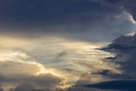 Cloudscape, Colored Clouds at Sunset near the Ocean in a Tropical Climate