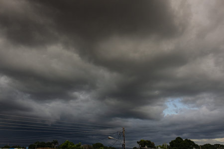 Storm clouds over the city. Dark clouds before a thunderstorm.