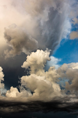 Dramatic stormy sky with dark clouds before a thunderstorm