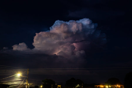 Lightning strike in the night sky. Lightning strike in the night sky.
