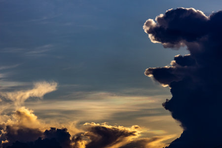 Cloudscape, Colored Clouds at Sunset near the Ocean as a Backgroundの写真素材