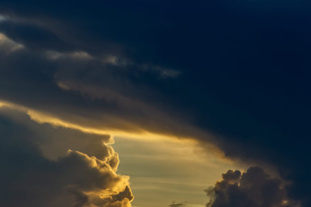 Cloudscape, Colored Clouds at Sunset near the Ocean, Background