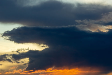 Cloudscape, Colored Clouds at Sunset near the Ocean on a Cloudy Day