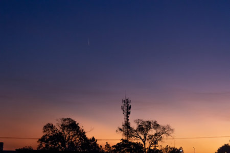 Silhouette of tree and cloud with twilight sky background, sunset