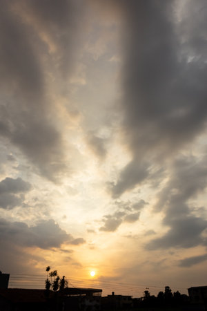 Sunset sky with clouds,sunset sky and cloud background.の写真素材