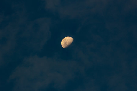 The moon in the night sky. Selective focus. Toned.の写真素材