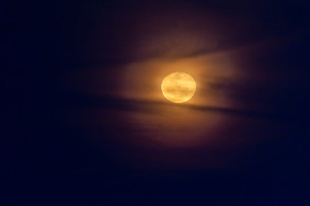 full moon in the night sky, soft focus and blur background.の写真素材
