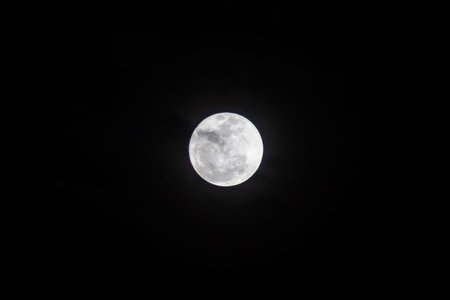 Full moon in the night sky, Thailand. (with clipping path)