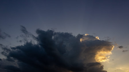 Cloudscape, Colored Clouds at Sunset near the Ocean in a Tropical Climate