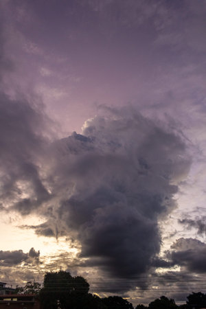Cloudscape, Colored Clouds at Sunset near the River Elbe