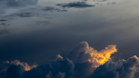 Cloudscape, Colored Clouds at Sunset near the Ocean on a Cloudy Day