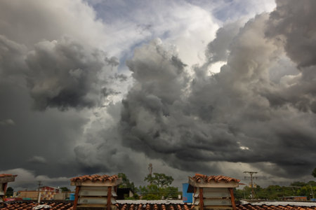 Storm clouds over the city of Pernambuco, Brazilの写真素材