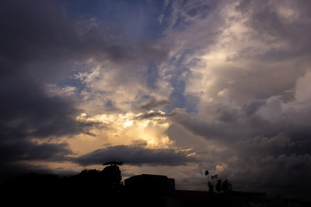 Cloudscape, Colored Clouds at Sunsetの写真素材