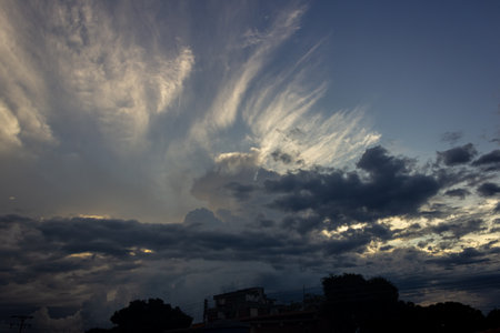 Cloudscape, Colored Clouds at Sunsetの写真素材