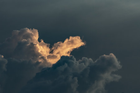 Cloudscape, Colored Clouds at Sunset near the Ocean, Backgroundの写真素材