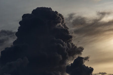 Cloudscape, Colored Clouds at Sunset near the Ocean, Natureの写真素材