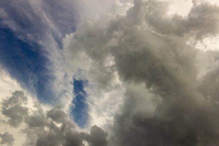 Clouds before a thunderstorm, photographed in the sky.