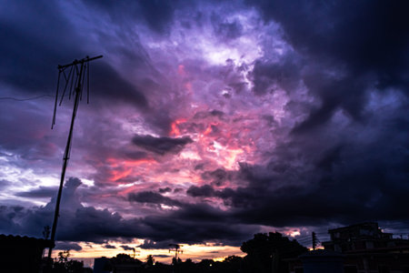 Dramatic cloudscape over the city in the evening, Thailand.