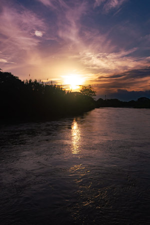 Sunset on the Mekong River in Luang Prabang, Laos