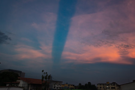 Cloudscape, Colored Clouds at Sunset near the Ocean, in the Canary Islandsの写真素材