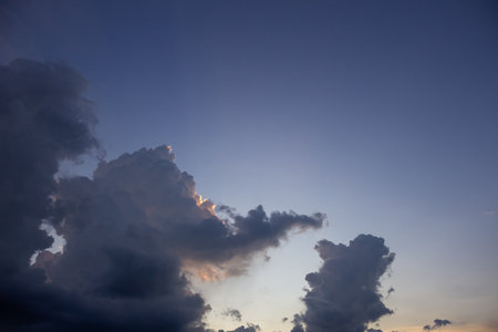 Cloudscape, Colored Clouds at Sunset near the Ocean, Backgroundsの写真素材