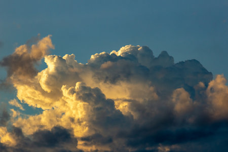 clouds in the blue sky at sunset as background, nature seriesの写真素材