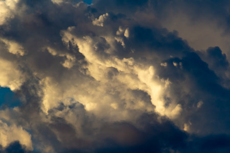 Cloudscape, Colored Clouds at Sunset near the Ocean. Sky Backgroundの写真素材