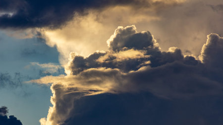 Cloudscape, Colored Clouds at Sunset near the Ocean in a Tropical Climate
