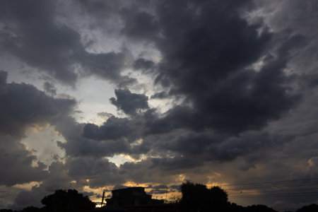 Cloudscape, Colored Clouds at Sunset near the city of Bangkok, Thailand