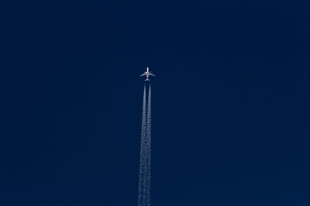 Airplane in the blue sky. Airplane in the blue sky.