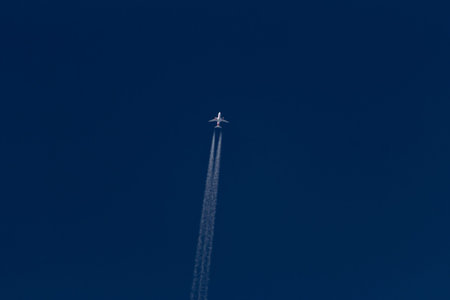 Soar in the blue sky. Airplane in the blue sky.