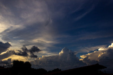 Cloudscape, Colored Clouds at Sunset near the town of Phetchaburi, Thailand.の写真素材