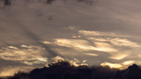 Cloudscape, Colored Clouds at Sunset near the Ocean in a Tropical Climate