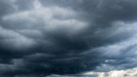 Dark clouds before a thunderstorm. Panoramic image.の写真素材