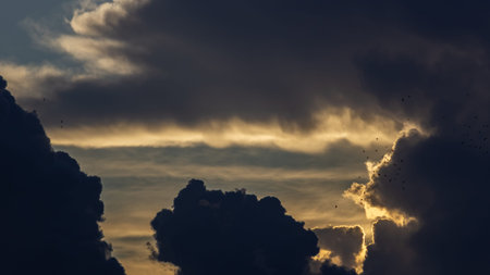 beautiful dramatic sky with cloud at sunset background.Sky clouds.