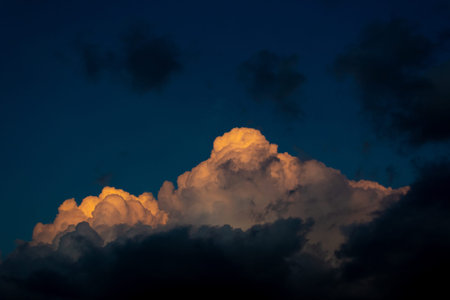 Cloudscape, Colored Clouds at Sunset near the Ocean, Backgrounds