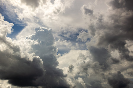 Clouds before a thunderstorm, photographed in the sky.