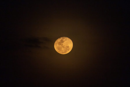 Full moon in the night sky. The full moon at night.