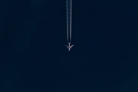 Airplane in the night sky. Airplane in the sky.