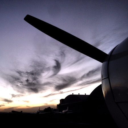 Sunset before an evening flight