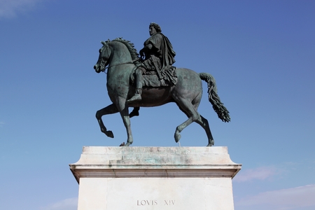 Equestrian statue of Louis XIV on Place Bellecour in Lyon Franceの写真素材