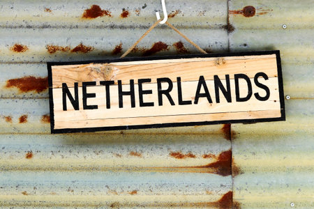 Netherlands sign on a wallの写真素材