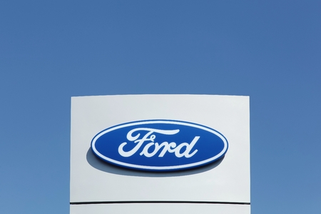 Aarhus, Denmark - August 22, 2015: Ford logo. Ford is an American multinational automaker headquartered in Dearborn, Michigan, a suburb of Detroit. It was founded by Henry Ford and incorporated on June 16, 1903.のeditorial素材