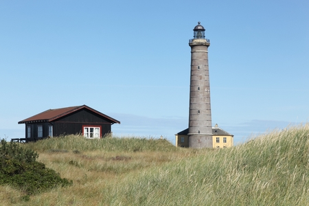 The grey lighthouse in Skagen, Denmarkの写真素材