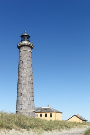 The grey lighthouse in Skagen, Denmarkの写真素材